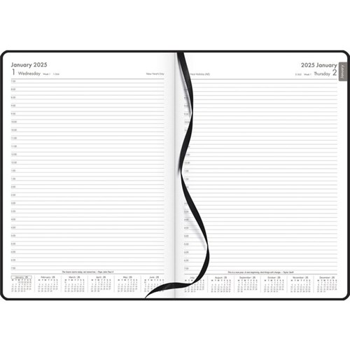 OfficeMax A41 1/2 Hour Appointment Diary A4 1 Day Per Page 2025 Black