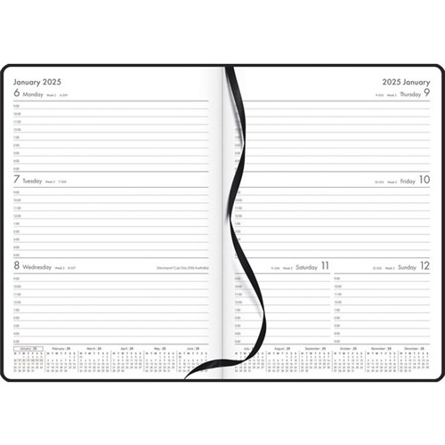OfficeMax A53 1 Hour Appointment Diary A5 Week To View 2025 Black