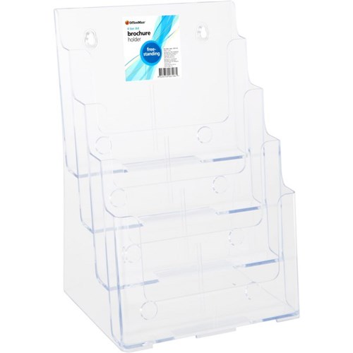 OfficeMax Brochure Holder Free Standing/Wall Mountable A4 4 Tier