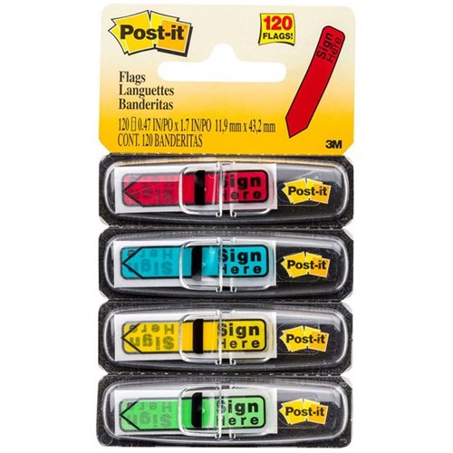Post-it® Flags 684-SH Sign Here Assorted Colours 120 Flags