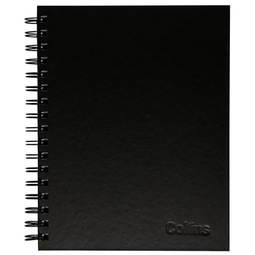 Collins A5 Hardcover Spiral Notebook Black 200 Pages
