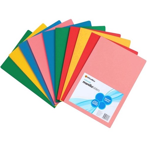 OfficeMax Manilla Folders Foolscap Assorted Colours, Pack of 100 ...