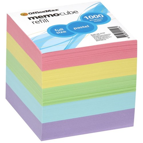 OfficeMax Memo Cube Refill 97x97mm Full Size Pastel