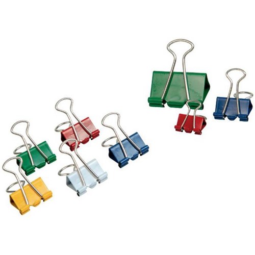 OfficeMax Foldback Clips Assorted Sizes & Colours, Box of 30