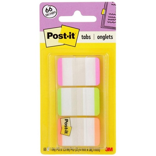 Post-it® Index Tabs 686-PGOT Assorted Colours 66 Tabs