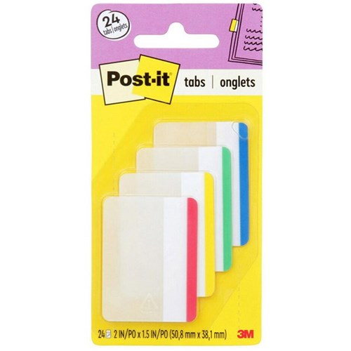 Post-it® Index Tabs 686F-1 Assorted Colours 24 Tabs