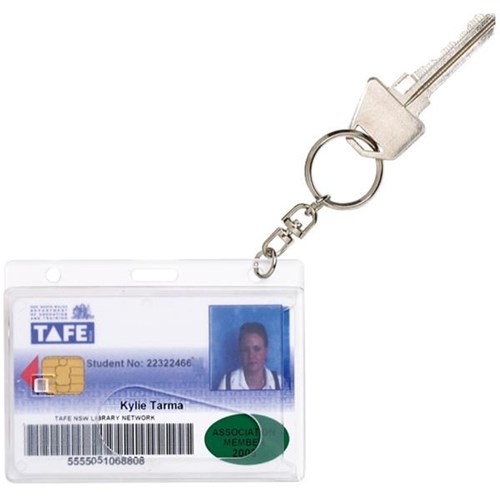 OfficeMax Rigid ID Card Holder Key Ring 55x85mm, Pack of 10