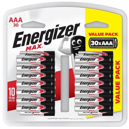 Energizer Max AAA Alkaline Batteries, Pack of 30