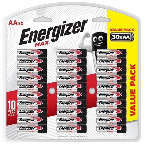Energizer Max AA Alkaline Batteries, Pack of 30