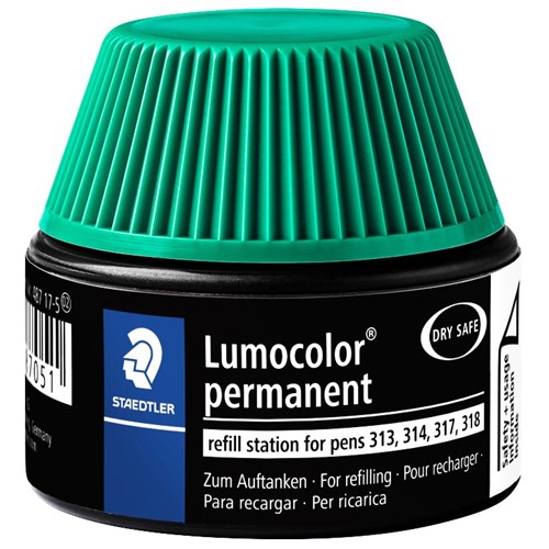 Staedtler Lumocolor 487 Green Permanent Marker Ink Refill Pot