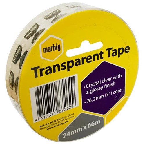 Marbig Transparent Office Tape 24mm x 66m Clear