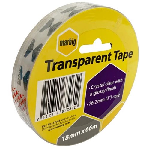 Marbig Transparent Office Tape 18mm x 66m Clear