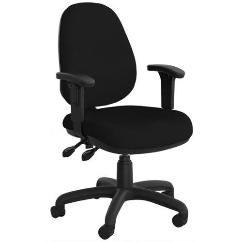 Evo Task Chair With Arms 3 Levers Luxe Seat High Back Breathe Fabric/Black