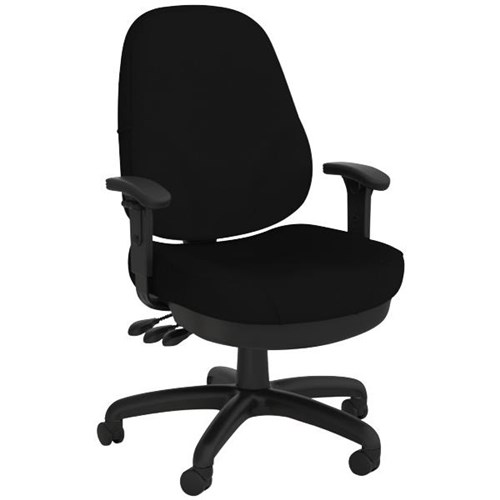 Plymouth Task Chair With Arms High Back 3 Lever Breathe Fabric/Black