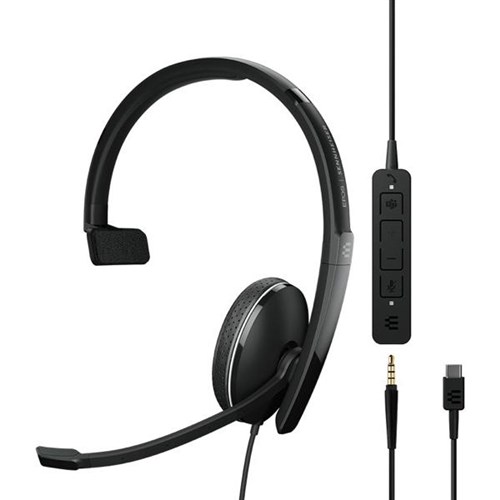 EPOS Sennheiser Adapt 135T USB-C II MS Wired Monaural Headset with 3.5mm Jack
