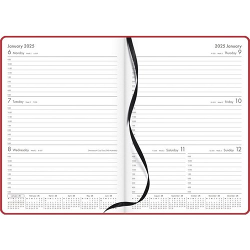 OfficeMax A53 1 Hour Appointment Diary A5 Week To View 2025 Red