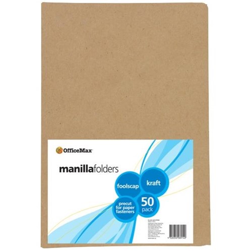 OfficeMax Manilla Folders Foolscap Kraft, Pack of 50