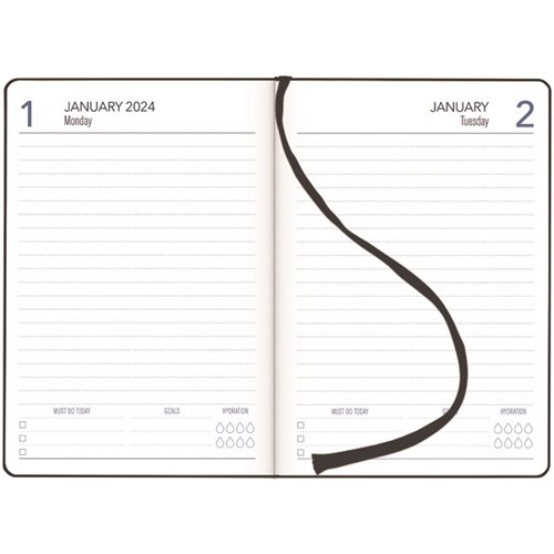 Collins A51 Coloured Edge Diary A5 1 Day To A Page 2024 Black