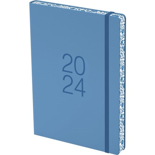 Collins A51 Coloured Edge Diary A5 1 Day To A Page 2024 Blue