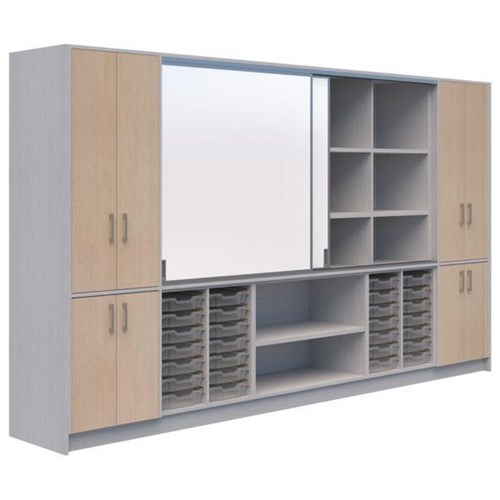 Ako Classroom Hub C2 3600x500x2000mm Ref Oak/Silver Strata Nat