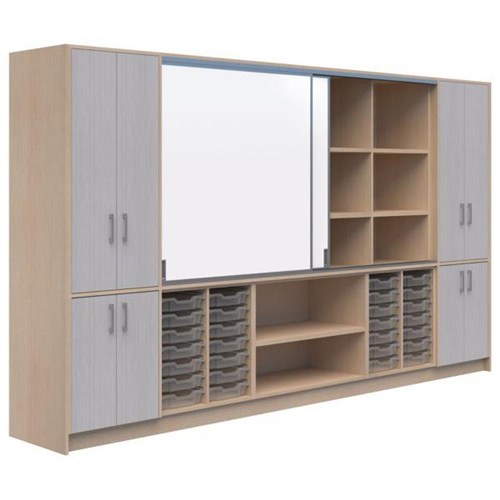 Ako Classroom Hub C2 3600x500x2000mm Refined Oak Naturale/Silver Strata Naturale