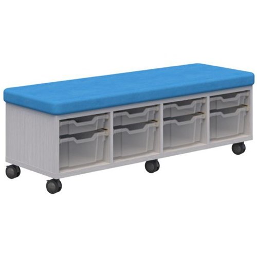 Ako Sit & Store Bench Seat With Storage 1380x480mm Silver Strata/Turquoise