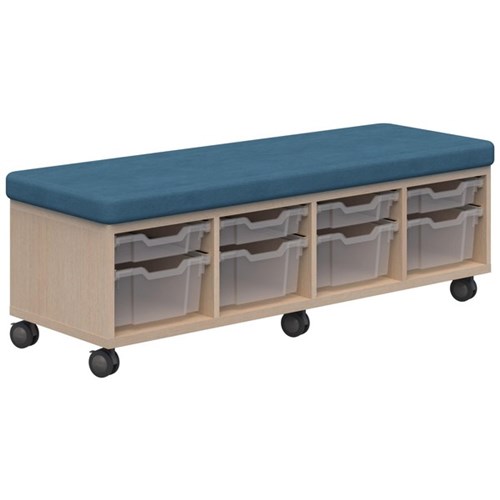 Ako Sit & Store Bench Seat With Storage 1380x480mm Refined Oak/Teal