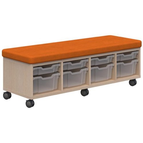 Ako Sit & Store Bench Seat With Storage 1380x480mm Refined Oak/Orange