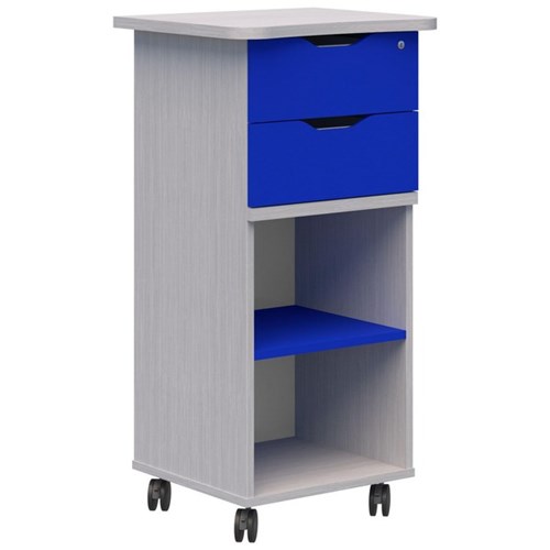 Ako Teacher Station 550x550x1100mm Silver Strata/Memphis Blue