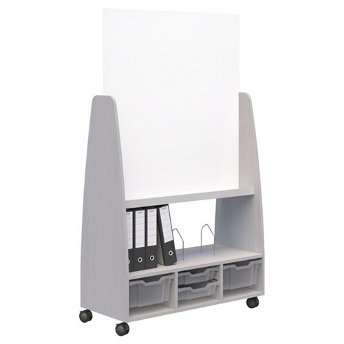 Ako Magnetic Receptive Mobile Whiteboard 1040x450x1800mm Silver Strata