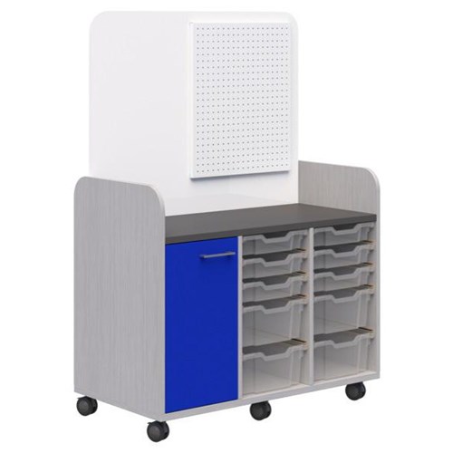 Makerspace Mobile Trolley 1040x550mm Silver Strata/Memphis Blue