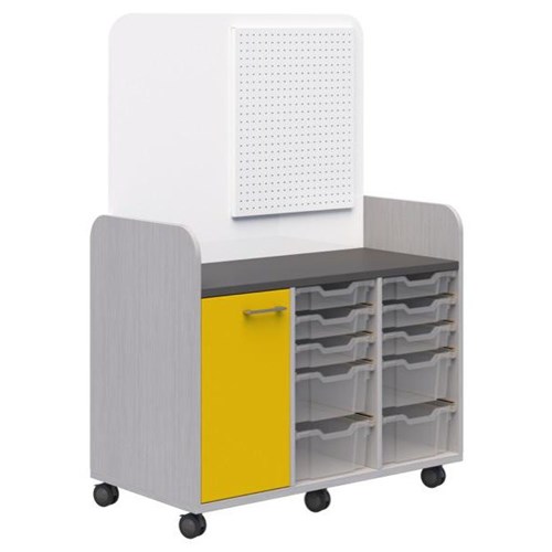 Makerspace Mobile Trolley 1040x550mm Silver Strata/Olympia Yellow