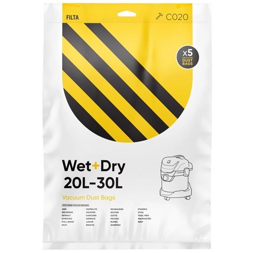 Filta Wet & Dry Vacuum Cleaner Bags SMS Multilayered 30L, Pack of 5