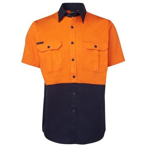 JB's Wear Hi Vis Shirt Short Sleeve Orange/Navy Medium