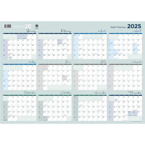 Easy2C A2 Wall Planner Double Sided Laminated 2025