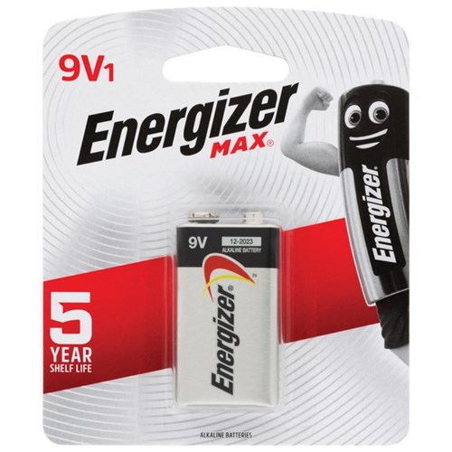 Energizer Max 9 Volt Battery, Card of 1