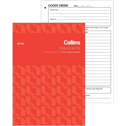 Collins A5DL Order Book NCR Duplicate Set of 100