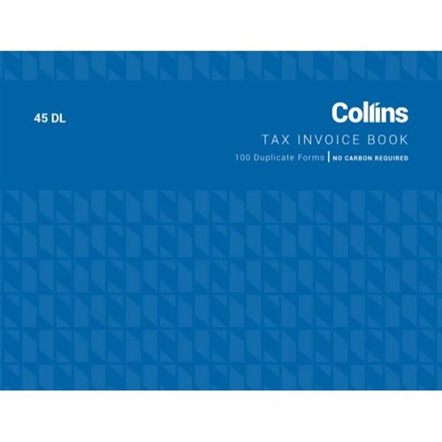 Collins 45DL Tax Invoice Book NCR Duplicate Set of 100