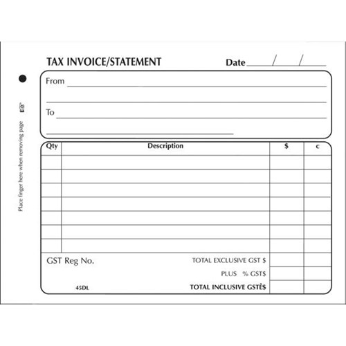 Collins 45DL Tax Invoice Book NCR Duplicate Set of 100