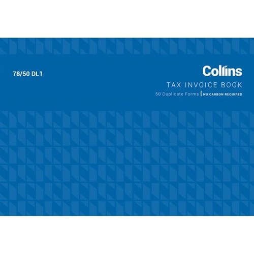 Collins 78/50DL1 Tax Invoice Book NCR Duplicate Set of 50