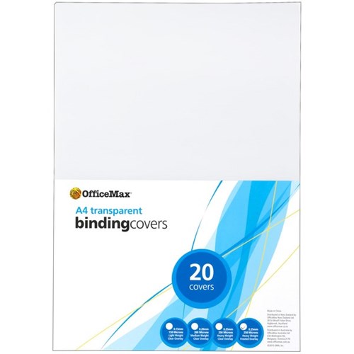 OfficeMax Binding Covers 250 Micron A4 Frosted, Pack of 20