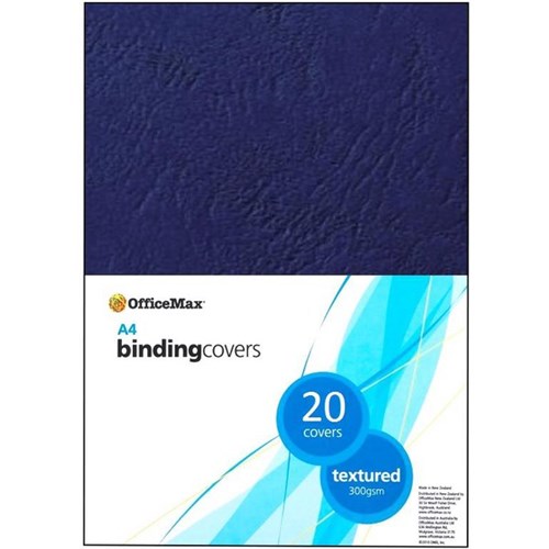 OfficeMax Textured Binding Covers A4 300gsm Blue, Pack of 20