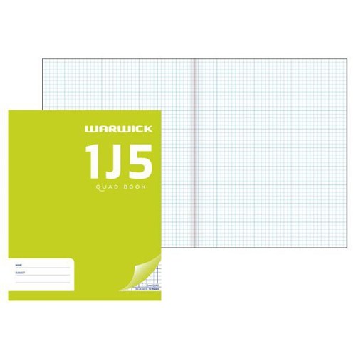 Warwick 1J5 Exercise Book 5mm Quad 36 Leaves