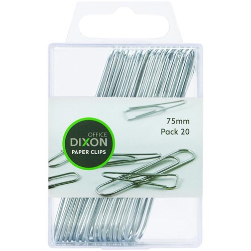 Dixon Round Paper Clips 75mm Chrome, Pack of 20