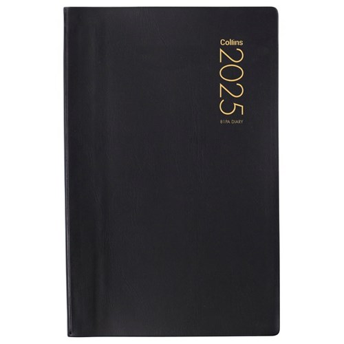 Collins 81A 1/2 Hour Appointment Diary PVC Cover 125x195mm 1 Day Per Page 2025 Black