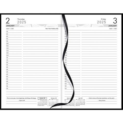 Collins 81A 1/2 Hour Appointment Diary PVC Cover 125x195mm 1 Day Per Page 2025 Black