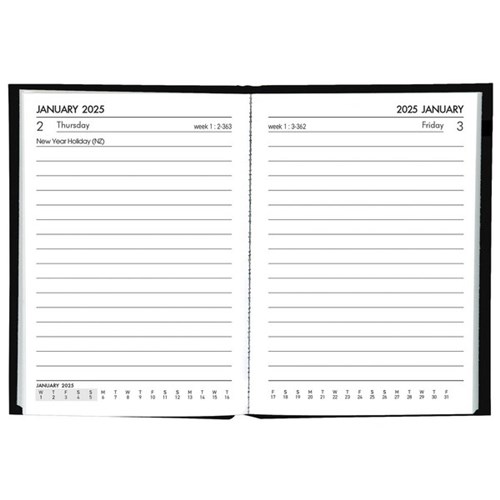 Collins A71 Pocket Diary 1 Day Per Page 2025 Black