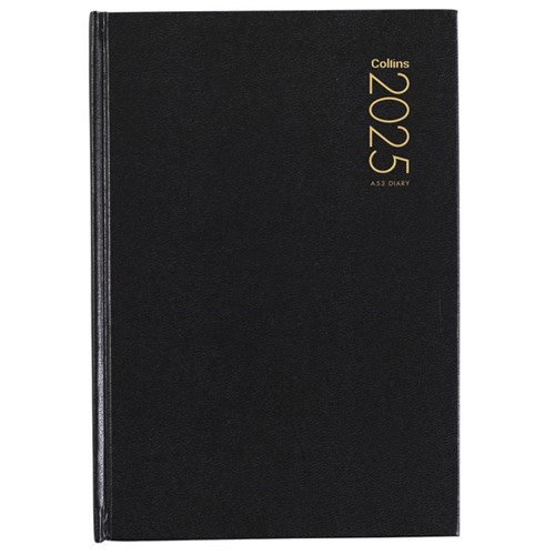 Collins A53 Diary A5 Week To View 2025 Black
