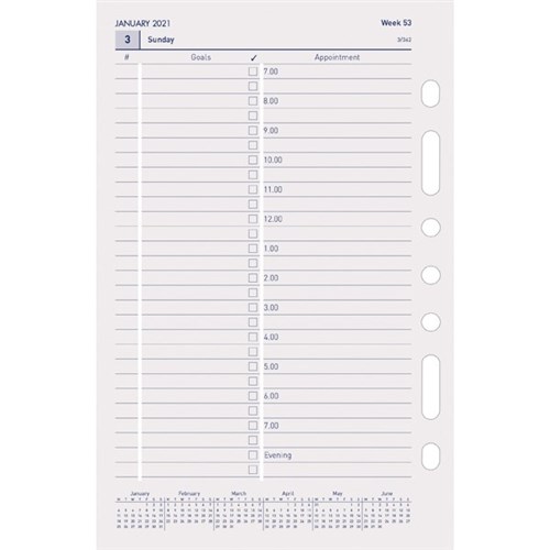 Milford TimePlanner 7 Ring Diary Refill 2 Pages To A Day Dated 2021