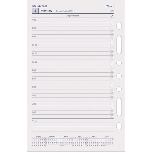 Milford TimePlanner 7 Ring Diary Refill Daily Dated 2021 OfficeMax NZ